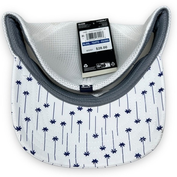Under Armour UA Hat Men XL 2XL White GOLF ISO-Chill All Over Palm Print Mesh Cap - Picture 4 of 6